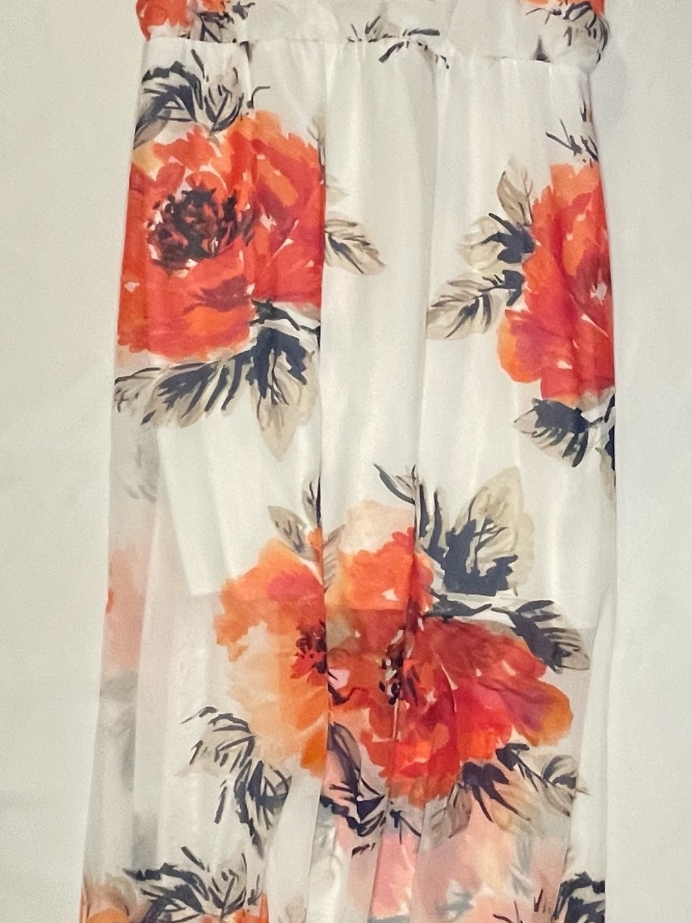 Crystal Dolll Floral Maxi Scarf - Orange Floral on White